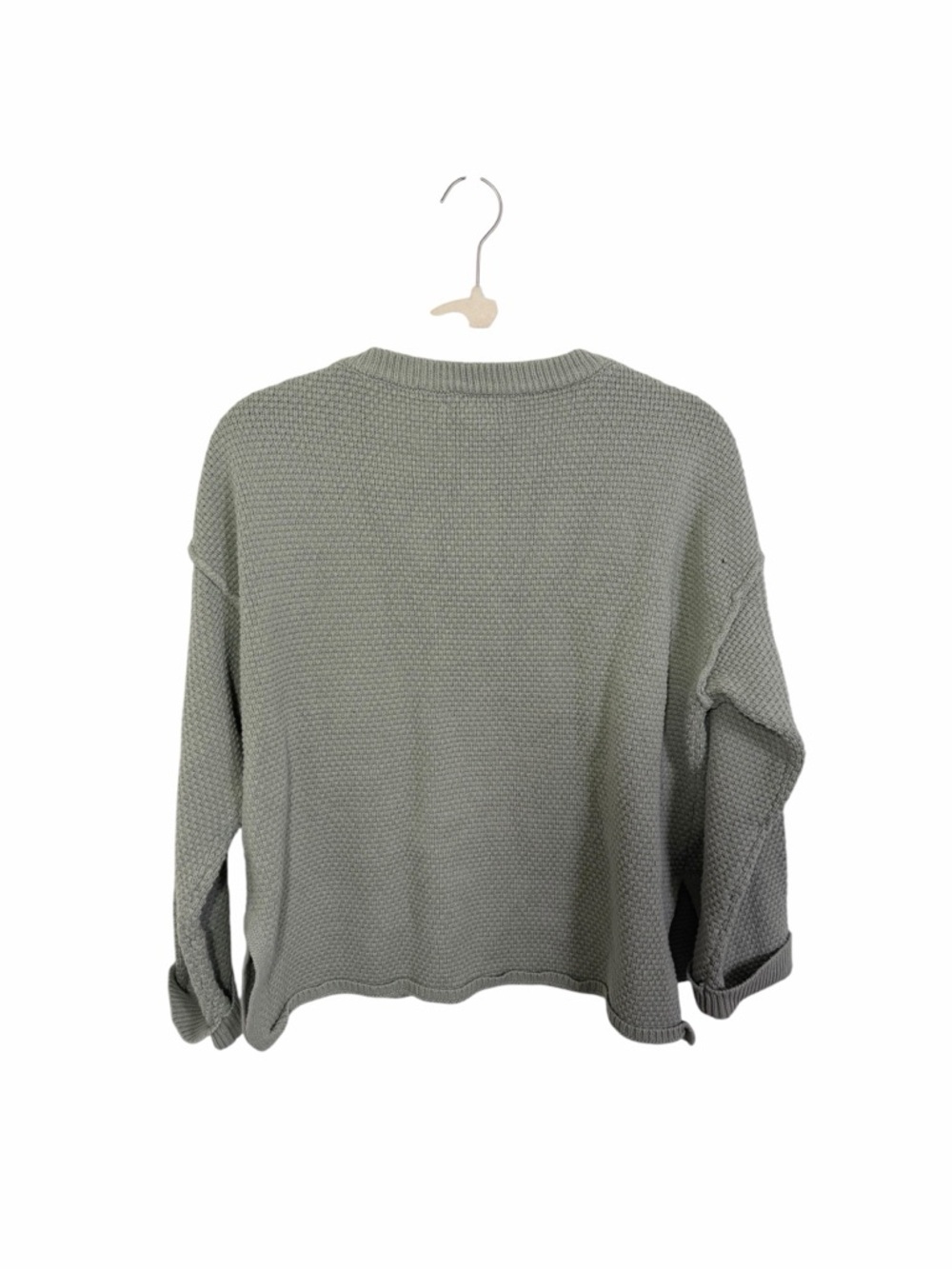 Sincerely Jules Waffle Knit Sweater Small Sage Green Henley Button Casual - Picture 2 of 7
